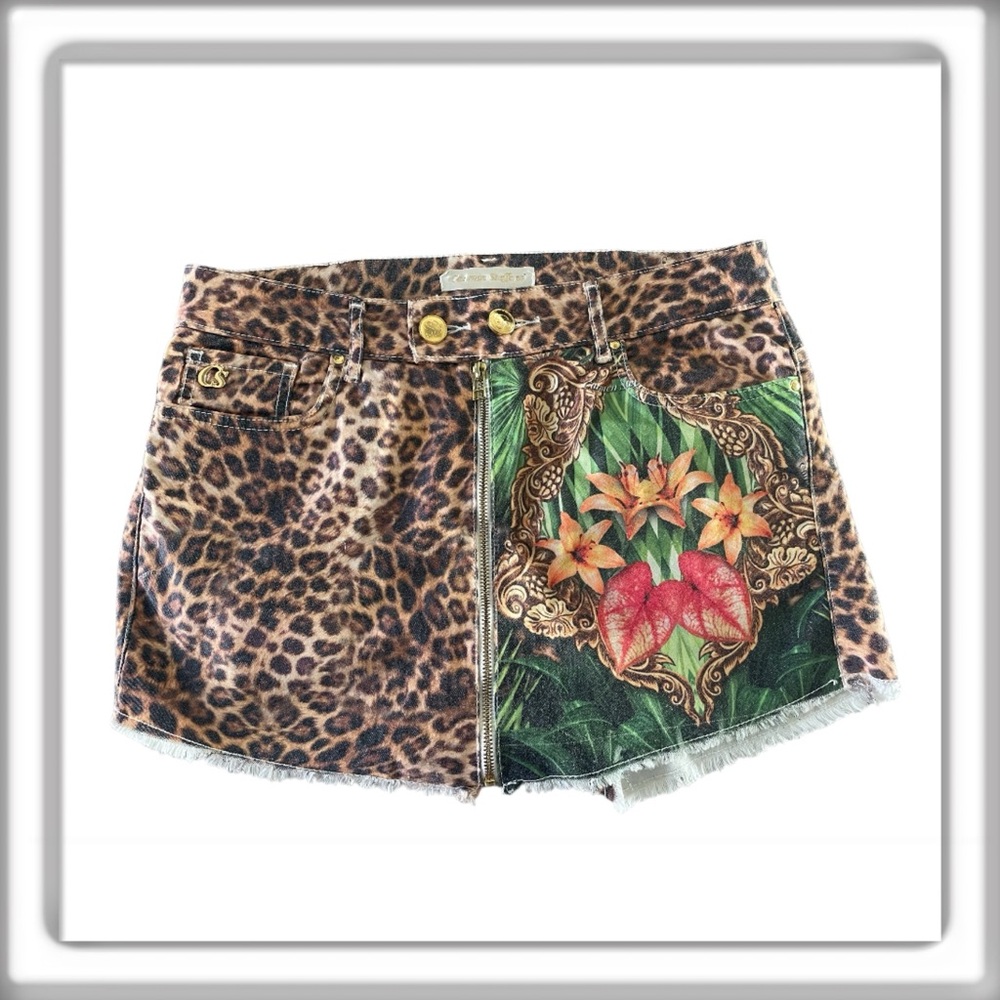 Leopard & Tropical Panel Women's Skort - Mixed Print